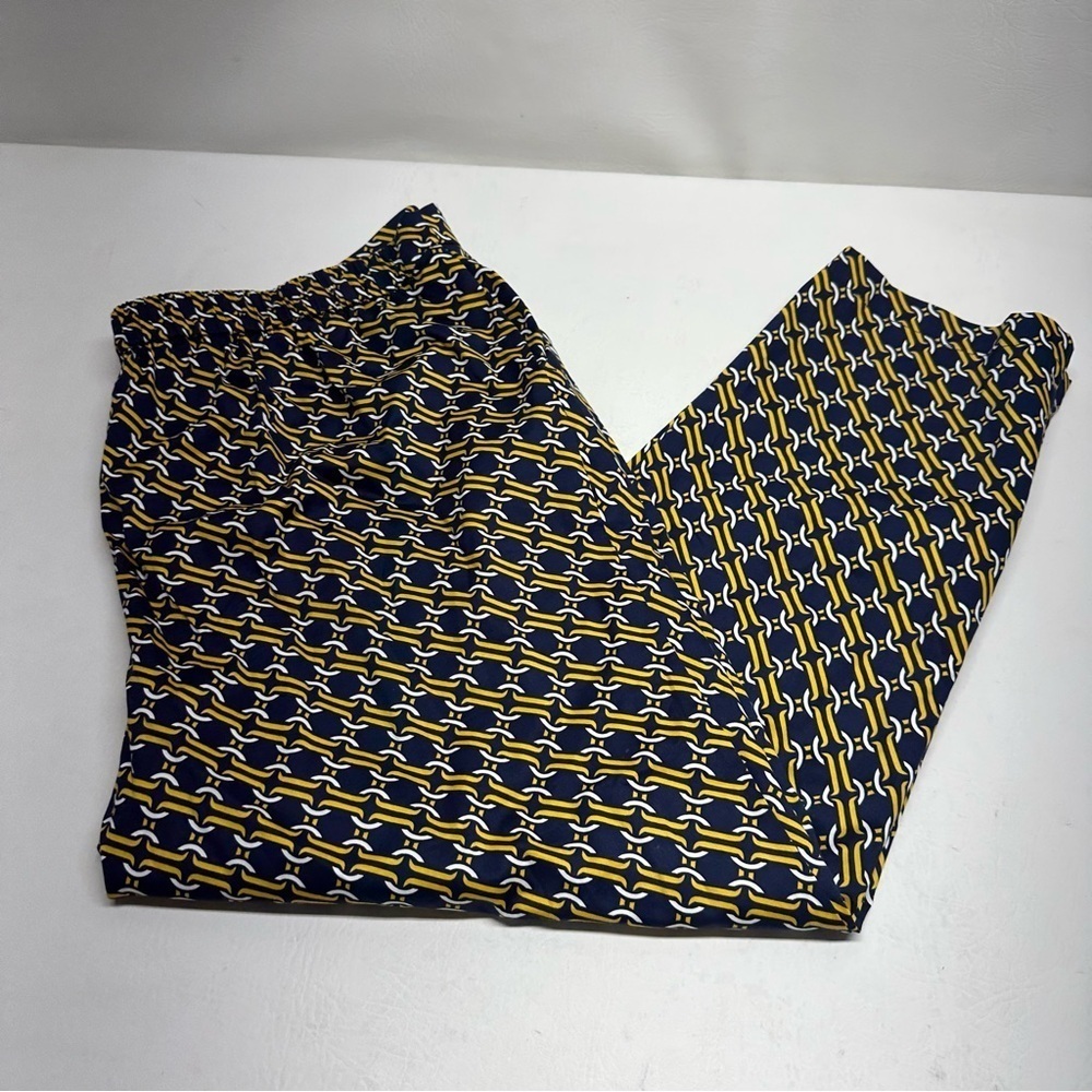BODEN Glorious British style pull on size 16/18 Navy and Yellow Patterned Pants